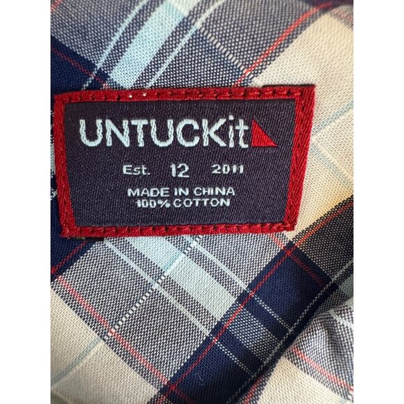 2/$30 Untuckit Women's 12 Long Sleeve Plaid Shirt Size Blue/White/Red - Picture 3 of 13